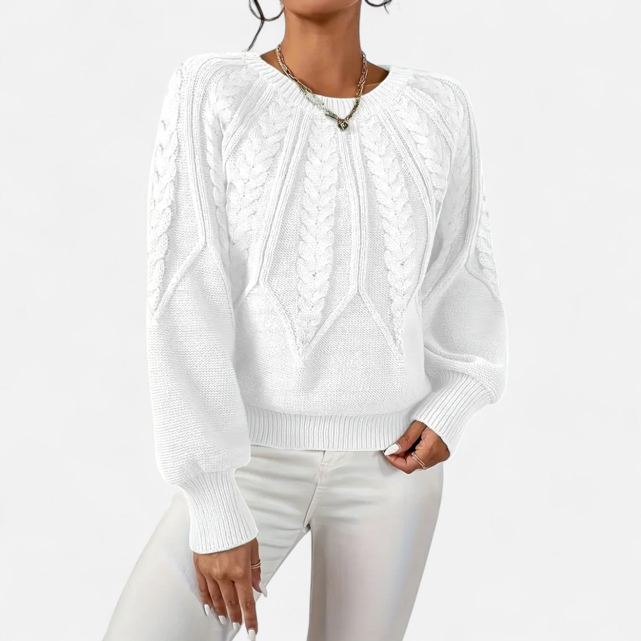Gilduro | Women’s Cable Knit Round Neck Sweater
