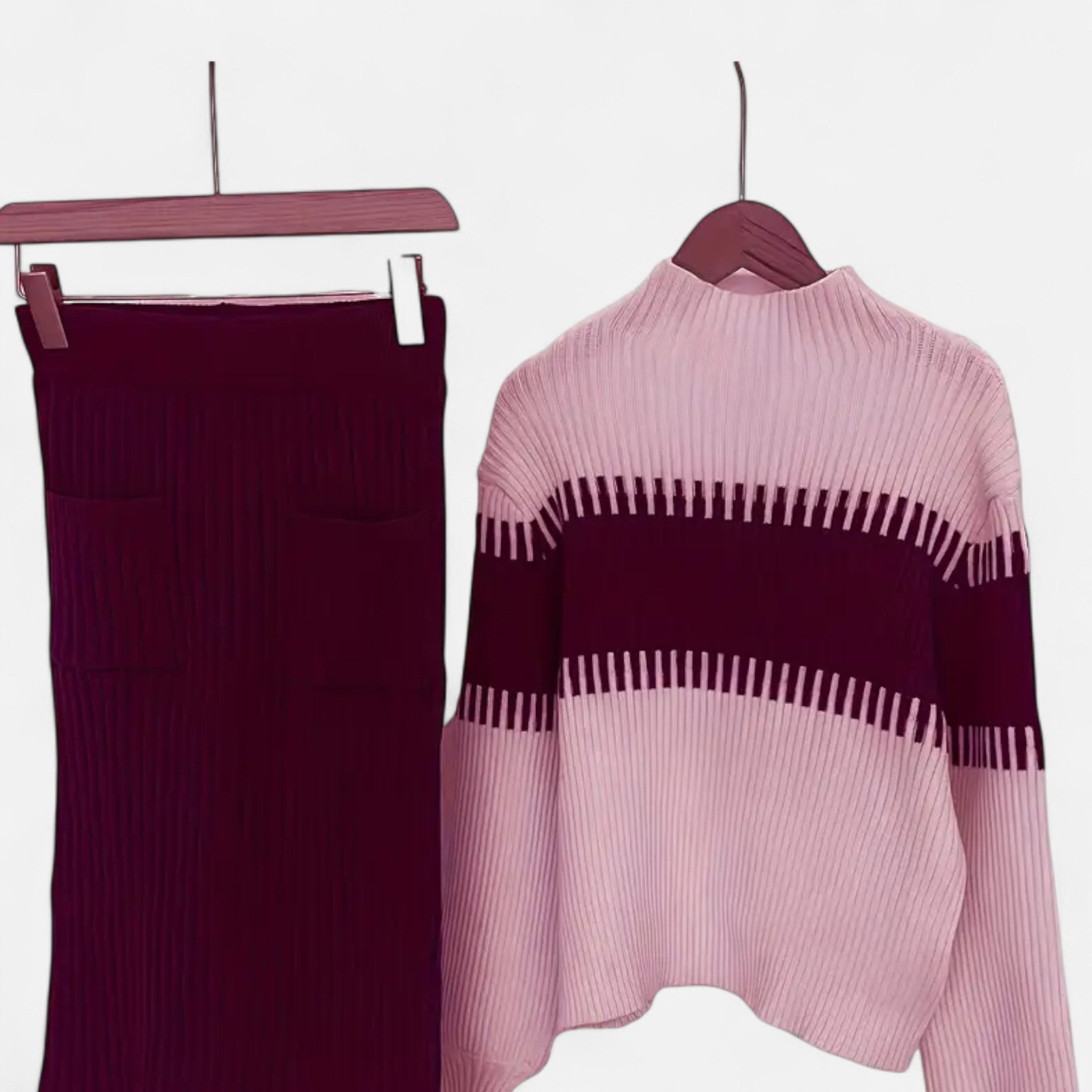 Gilduro | Women’s High Neck Pullover & Skirt Two-Piece Set