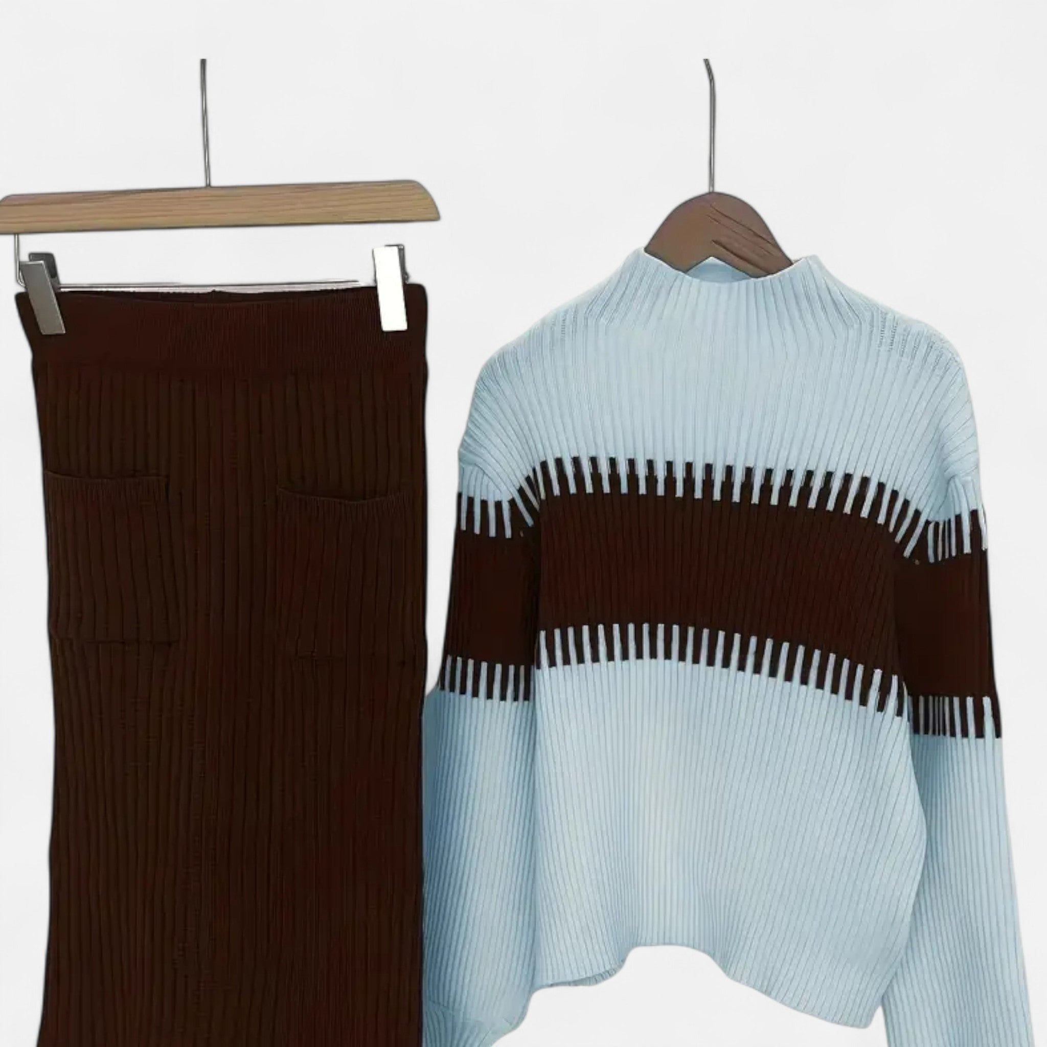 Gilduro | Women’s High Neck Pullover & Skirt Two-Piece Set