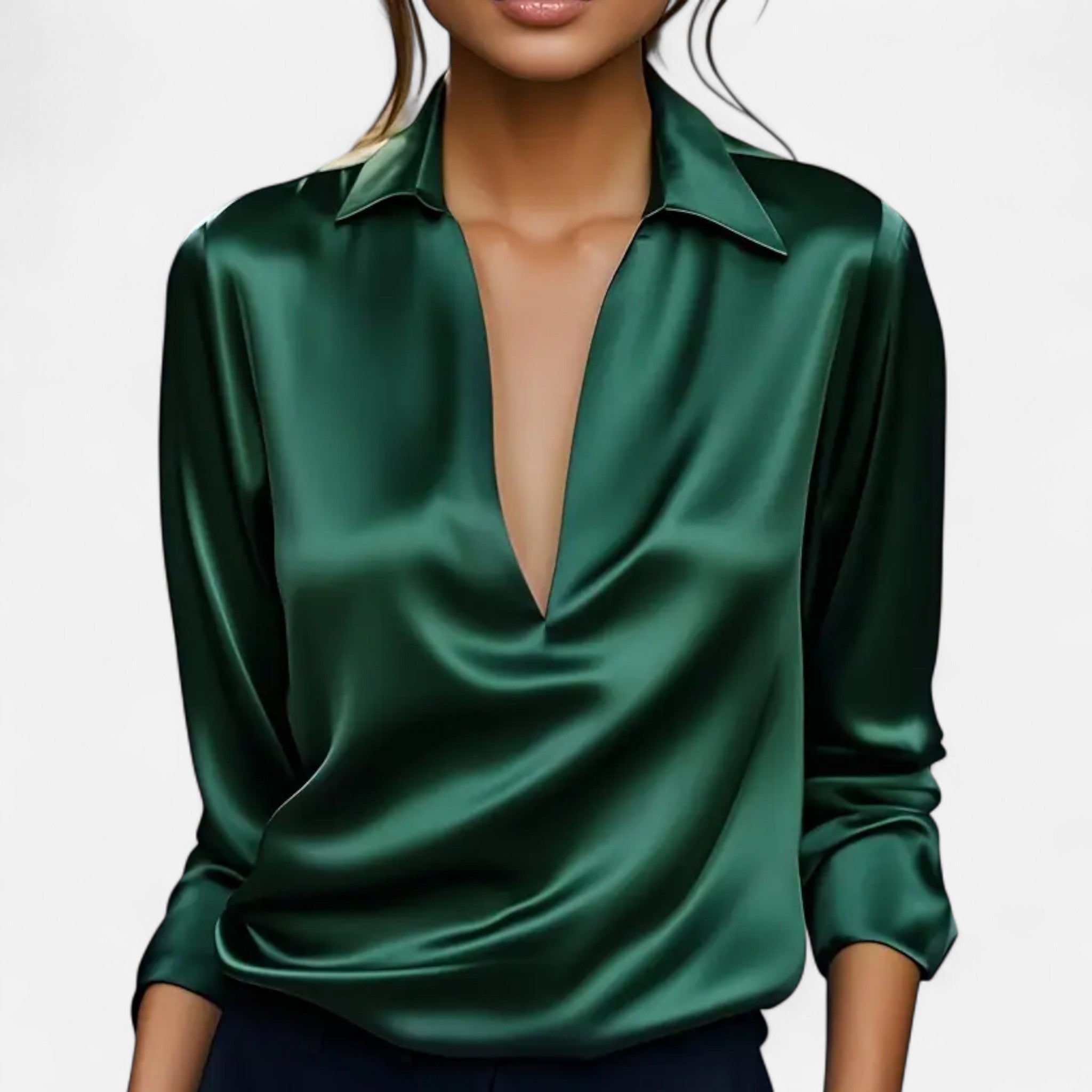 Gilduro | Women’s Elegant Satin V-Neck Blouse