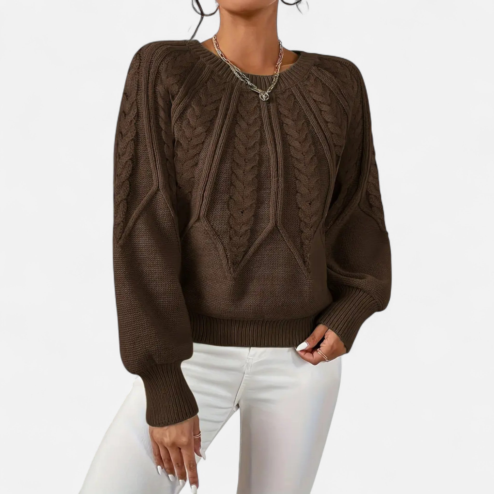 Gilduro | Women’s Cable Knit Round Neck Sweater