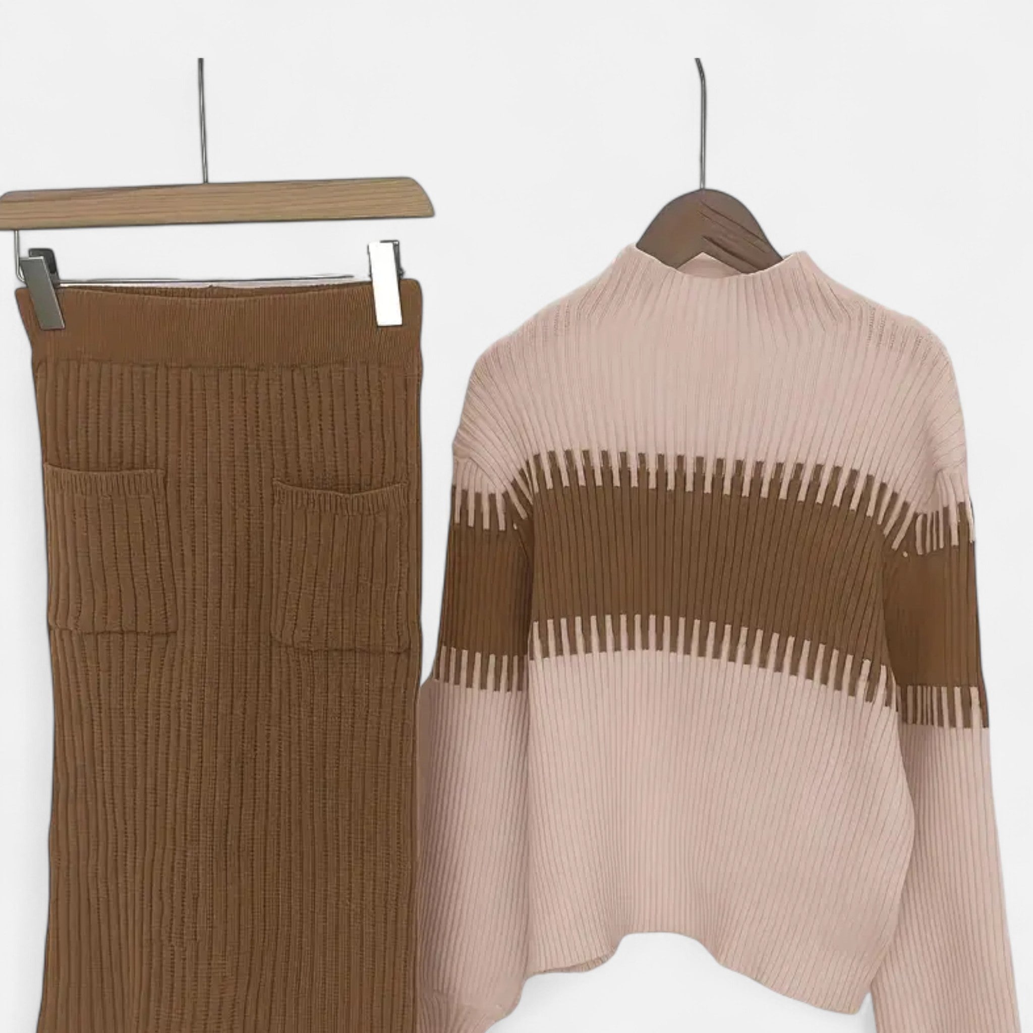 Gilduro | Women’s High Neck Pullover & Skirt Two-Piece Set