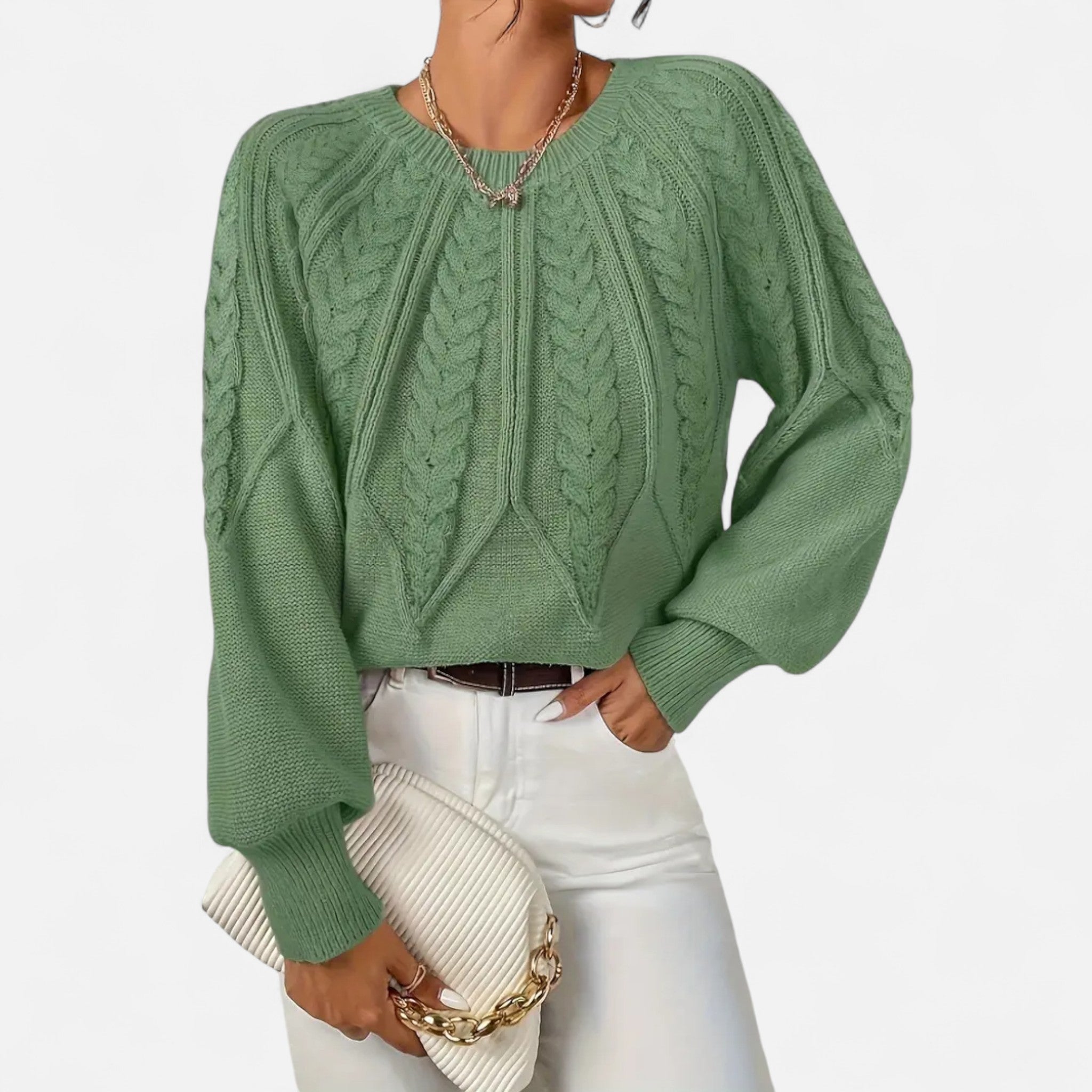 Gilduro | Women’s Cable Knit Round Neck Sweater