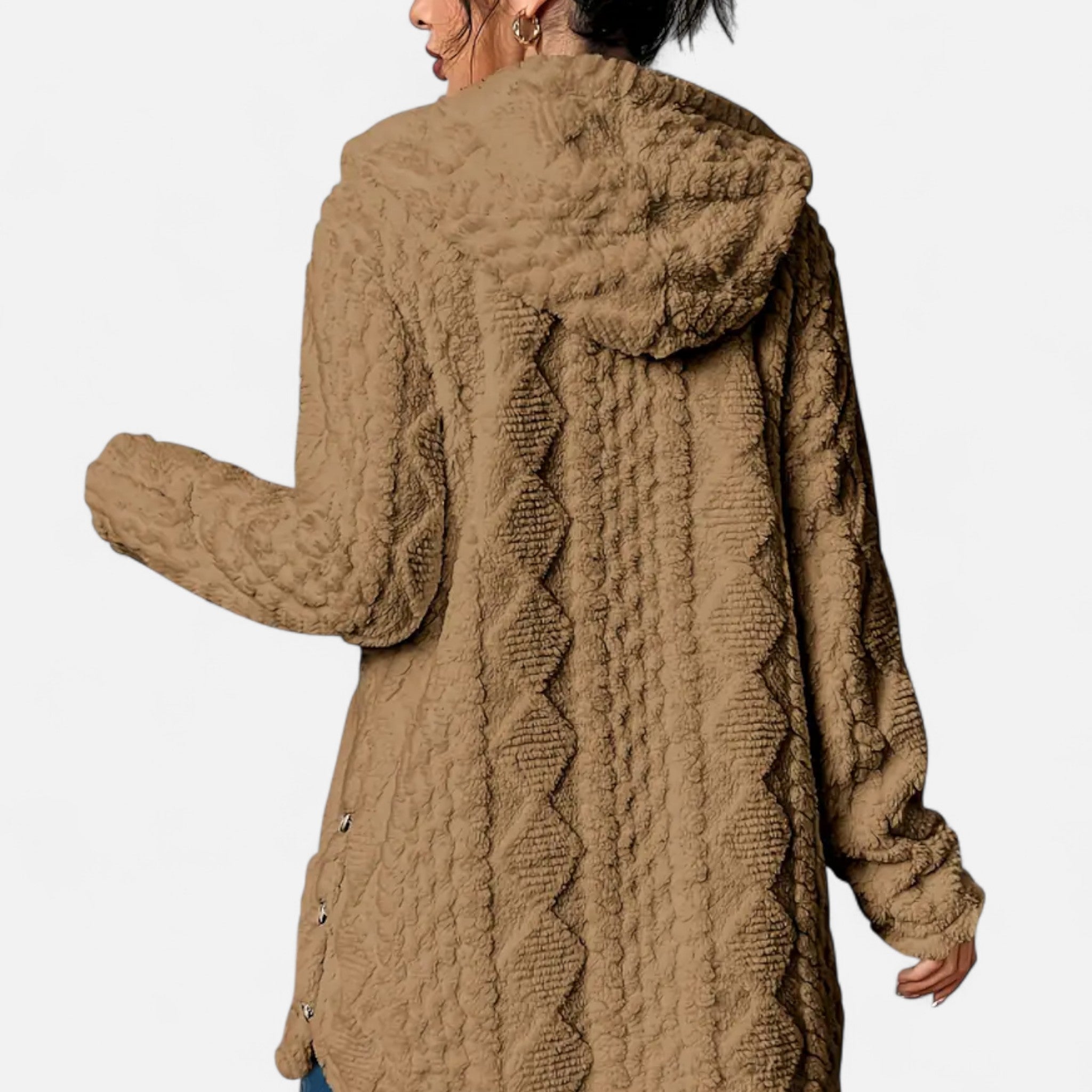 Gilduro | Woman's Jacquard Plush Hooded Cardigan