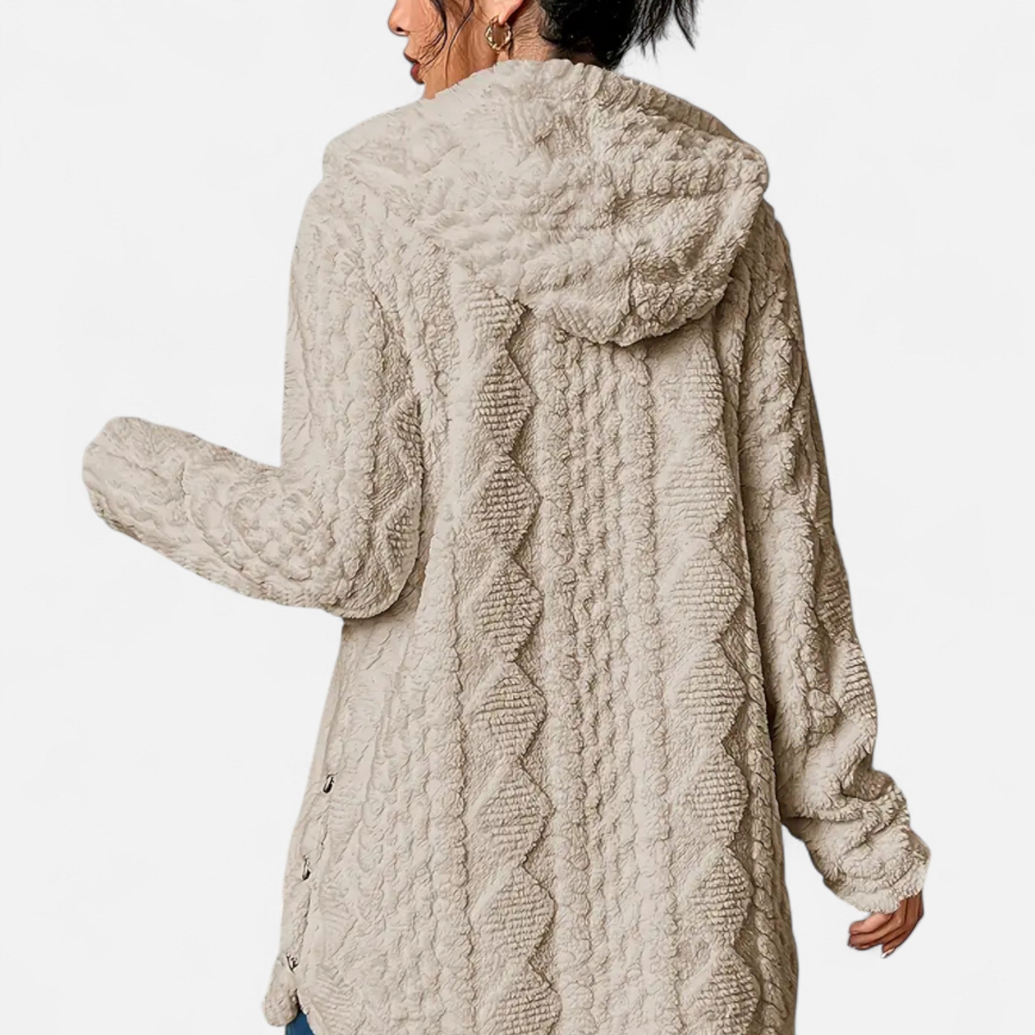 Gilduro | Woman's Jacquard Plush Hooded Cardigan