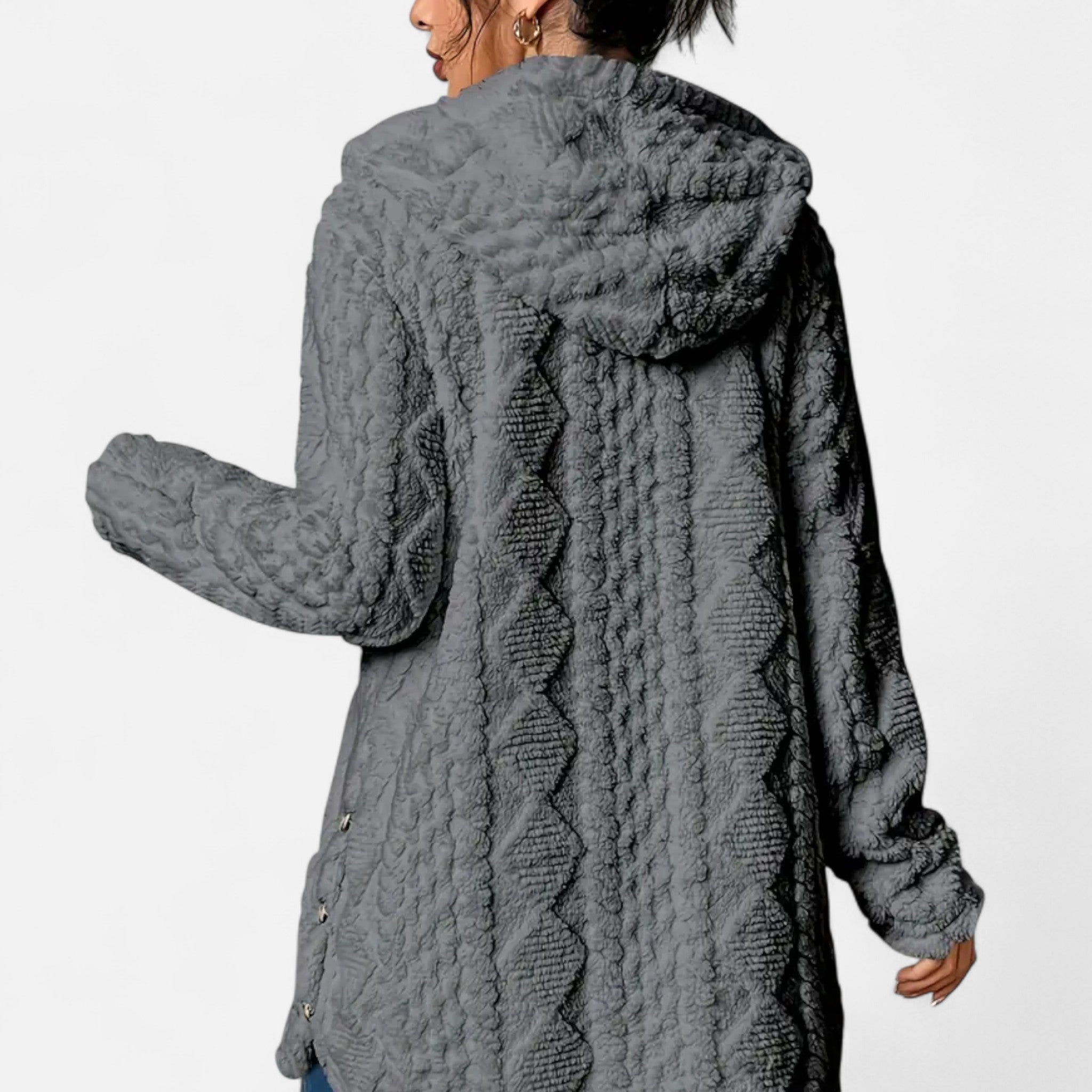 Gilduro | Woman's Jacquard Plush Hooded Cardigan