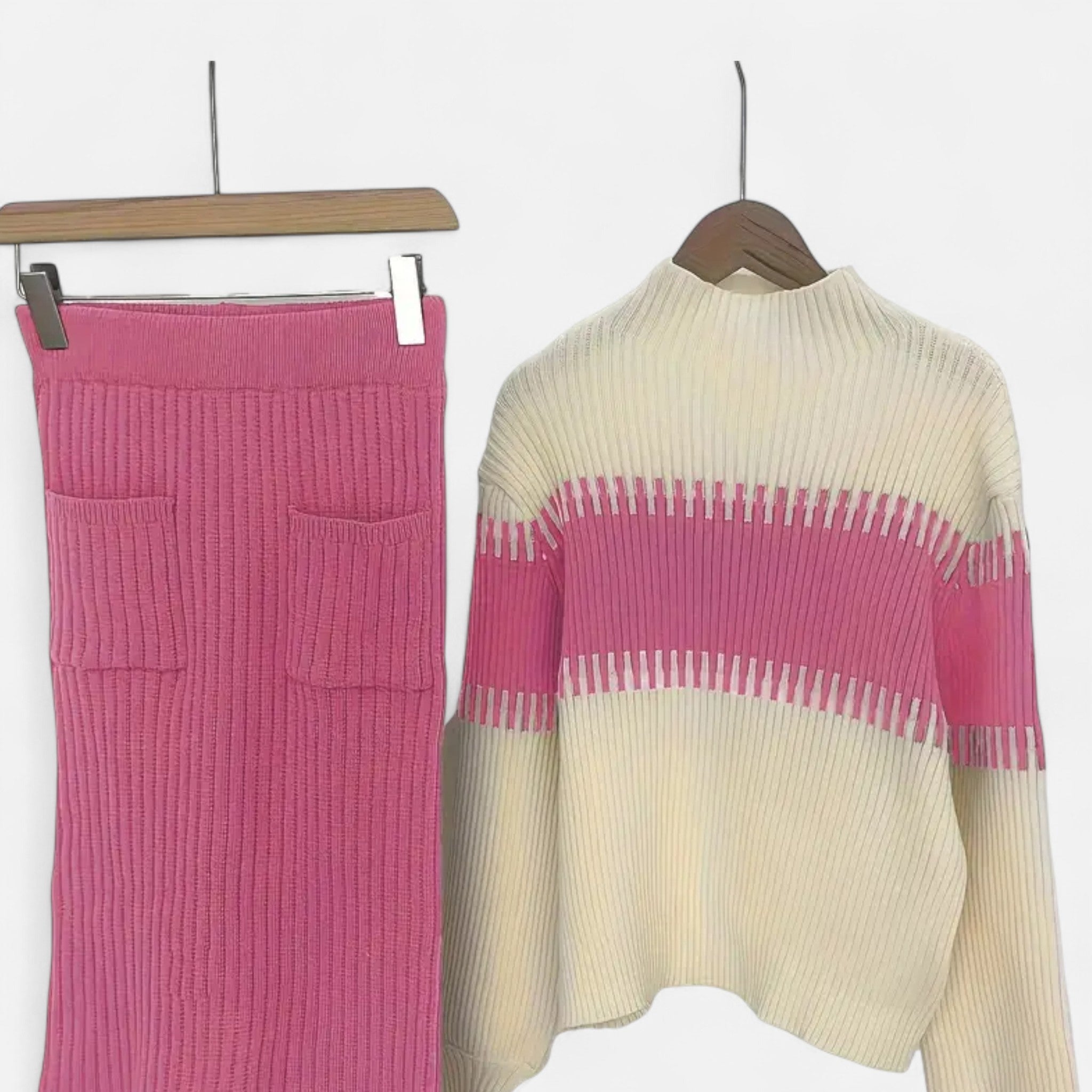 Gilduro | Women’s High Neck Pullover & Skirt Two-Piece Set