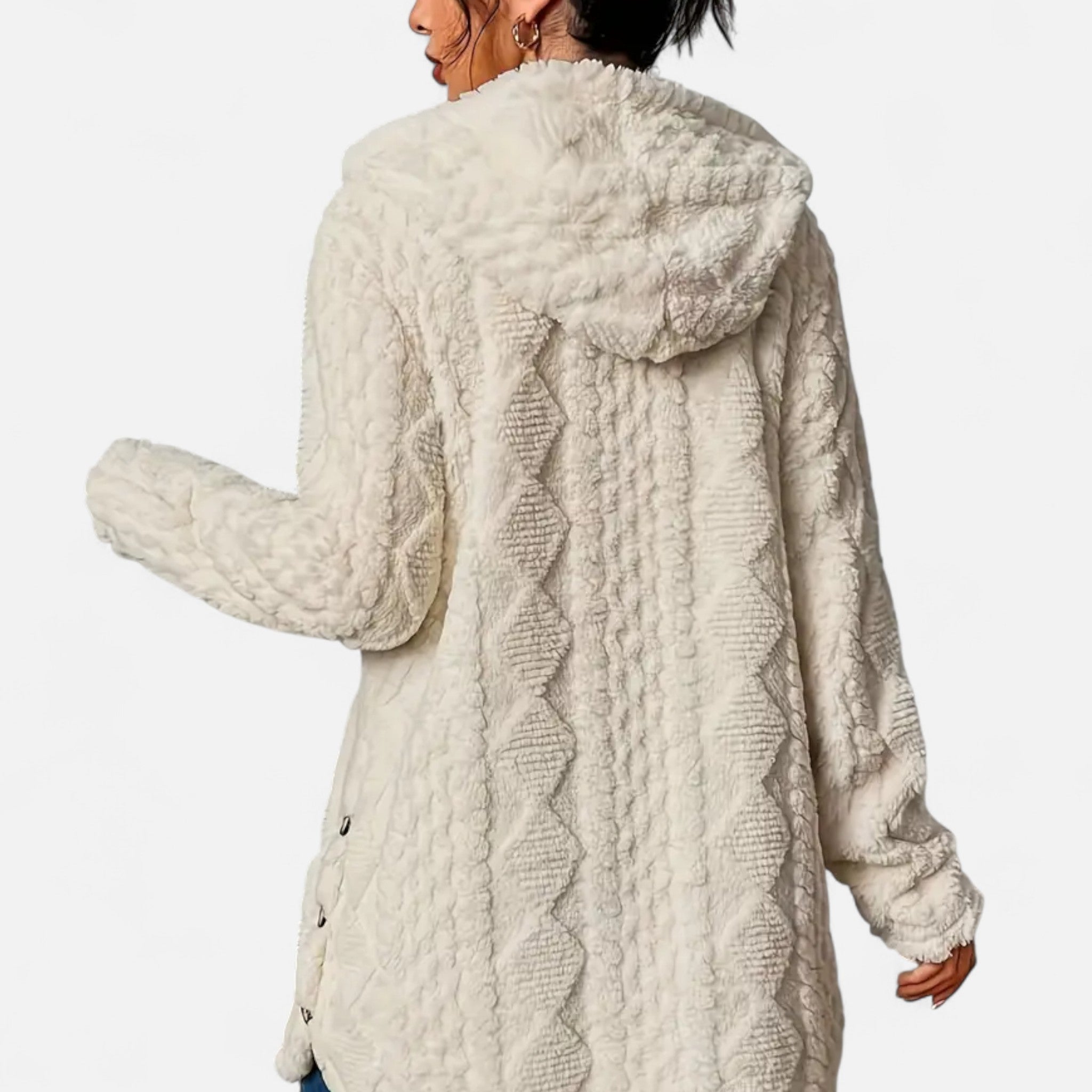 Gilduro | Woman's Jacquard Plush Hooded Cardigan
