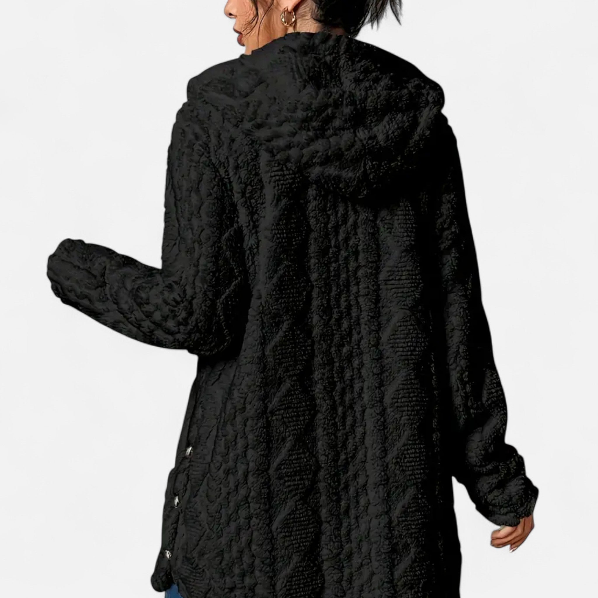 Gilduro | Woman's Jacquard Plush Hooded Cardigan