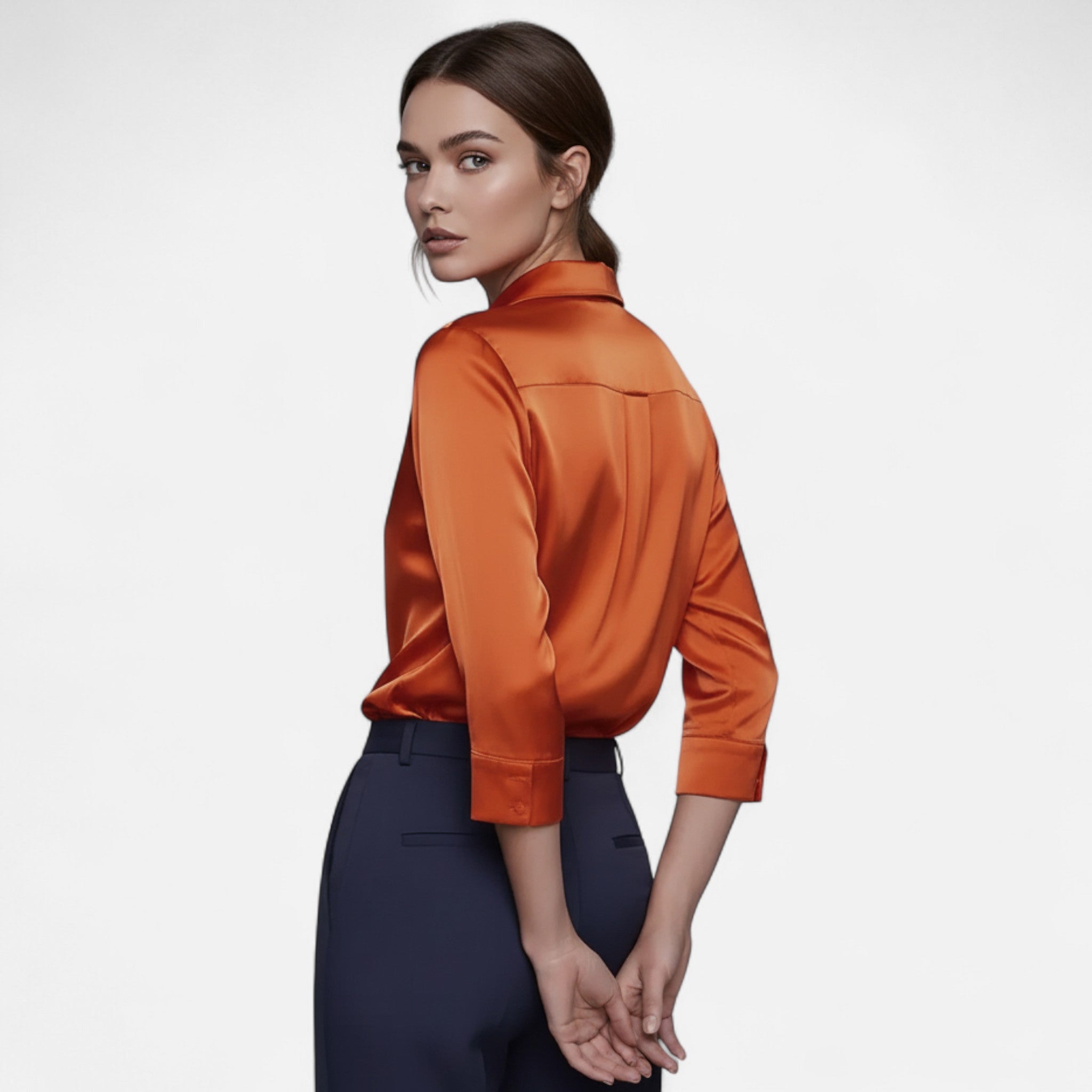 Gilduro | Women’s Elegant Satin V-Neck Blouse