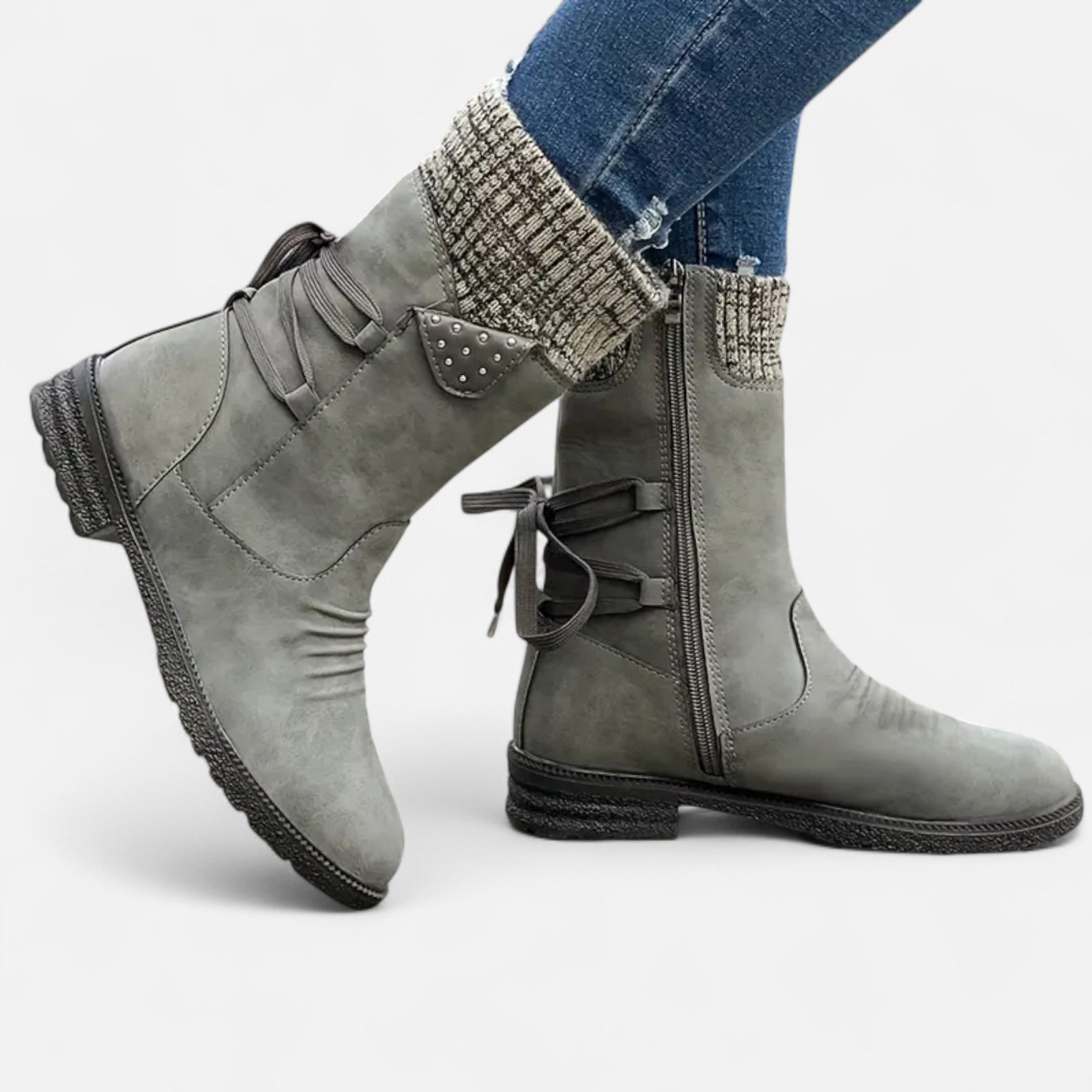 Gilduro | Women’s Vintage Lace-Up Mid-Calf Boots