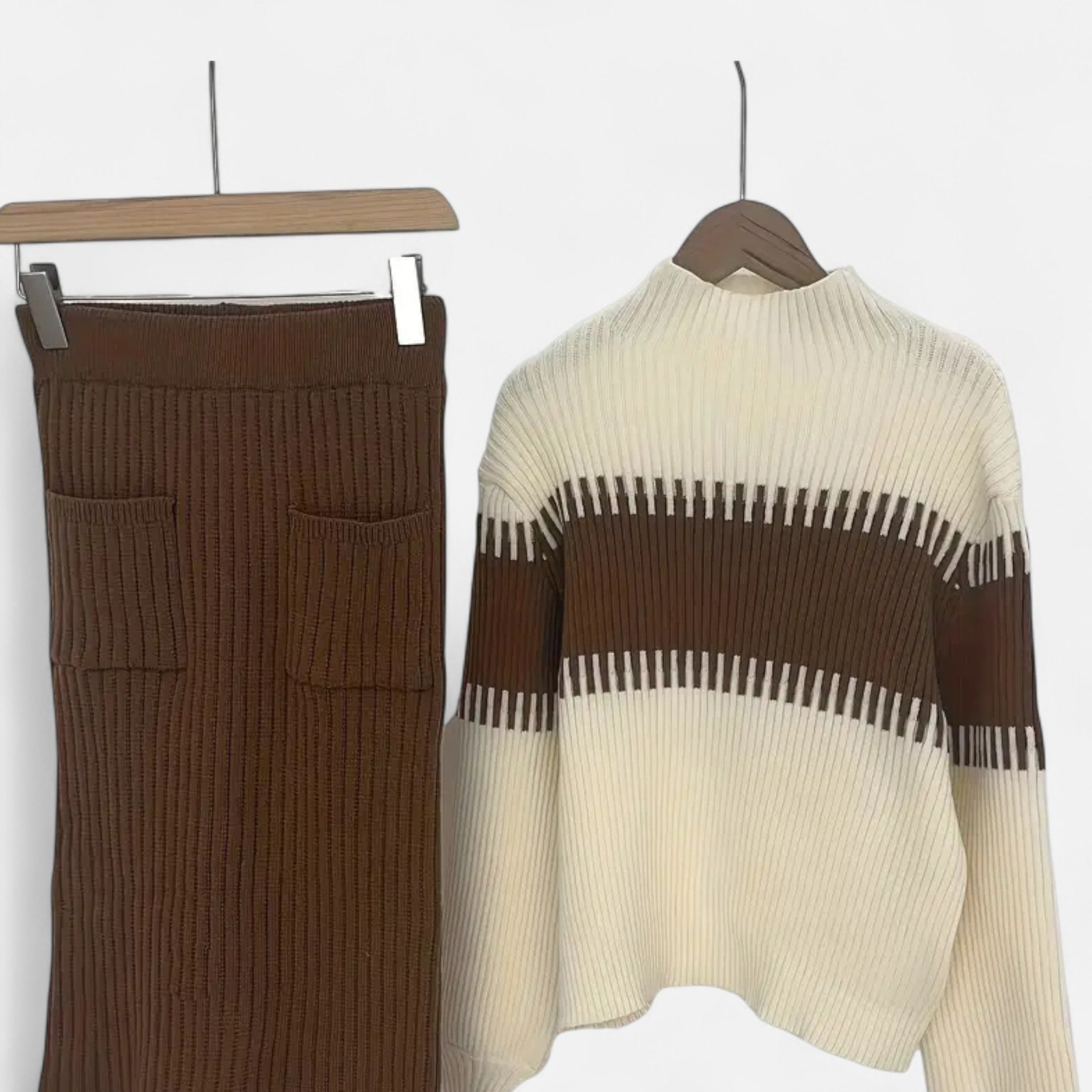 Gilduro | Women’s High Neck Pullover & Skirt Two-Piece Set