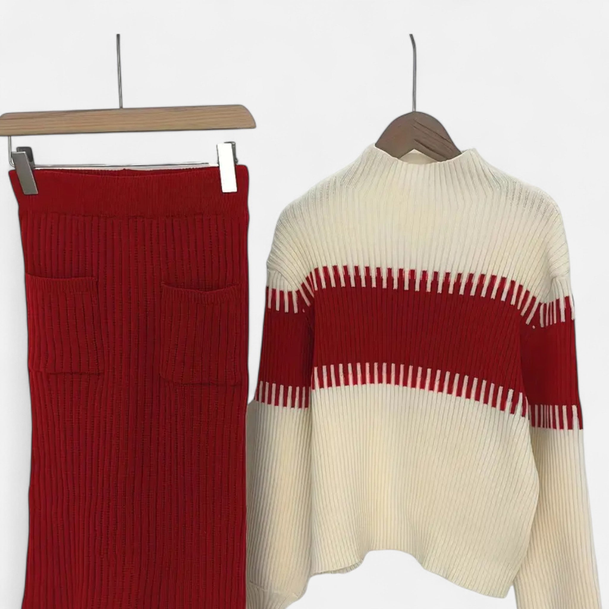 Gilduro | Women’s High Neck Pullover & Skirt Two-Piece Set