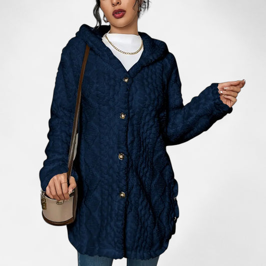Gilduro | Woman's Jacquard Plush Hooded Cardigan