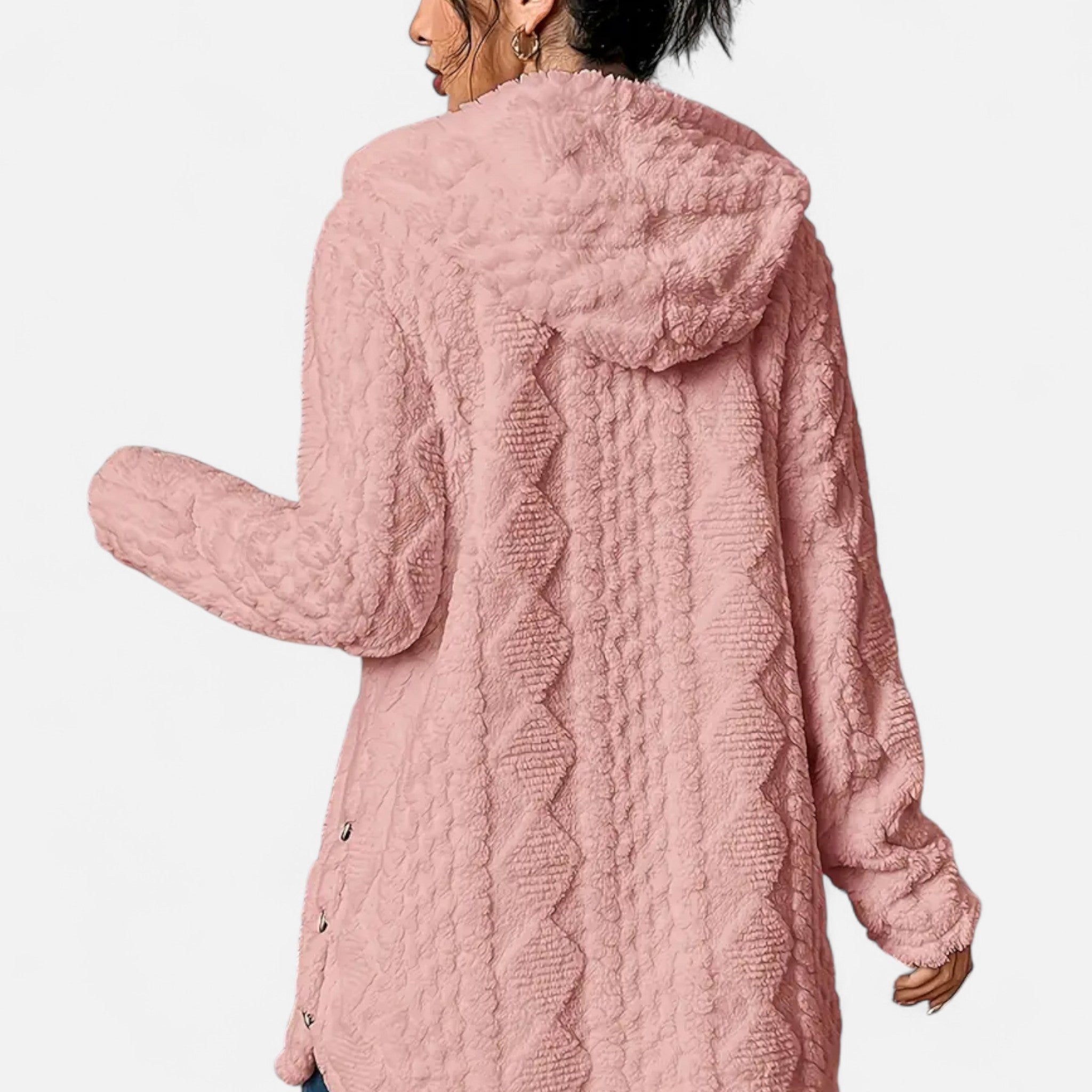 Gilduro | Woman's Jacquard Plush Hooded Cardigan