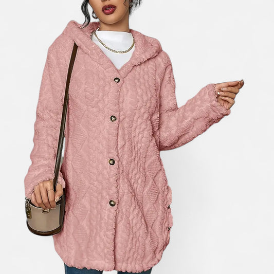 Gilduro | Woman's Jacquard Plush Hooded Cardigan