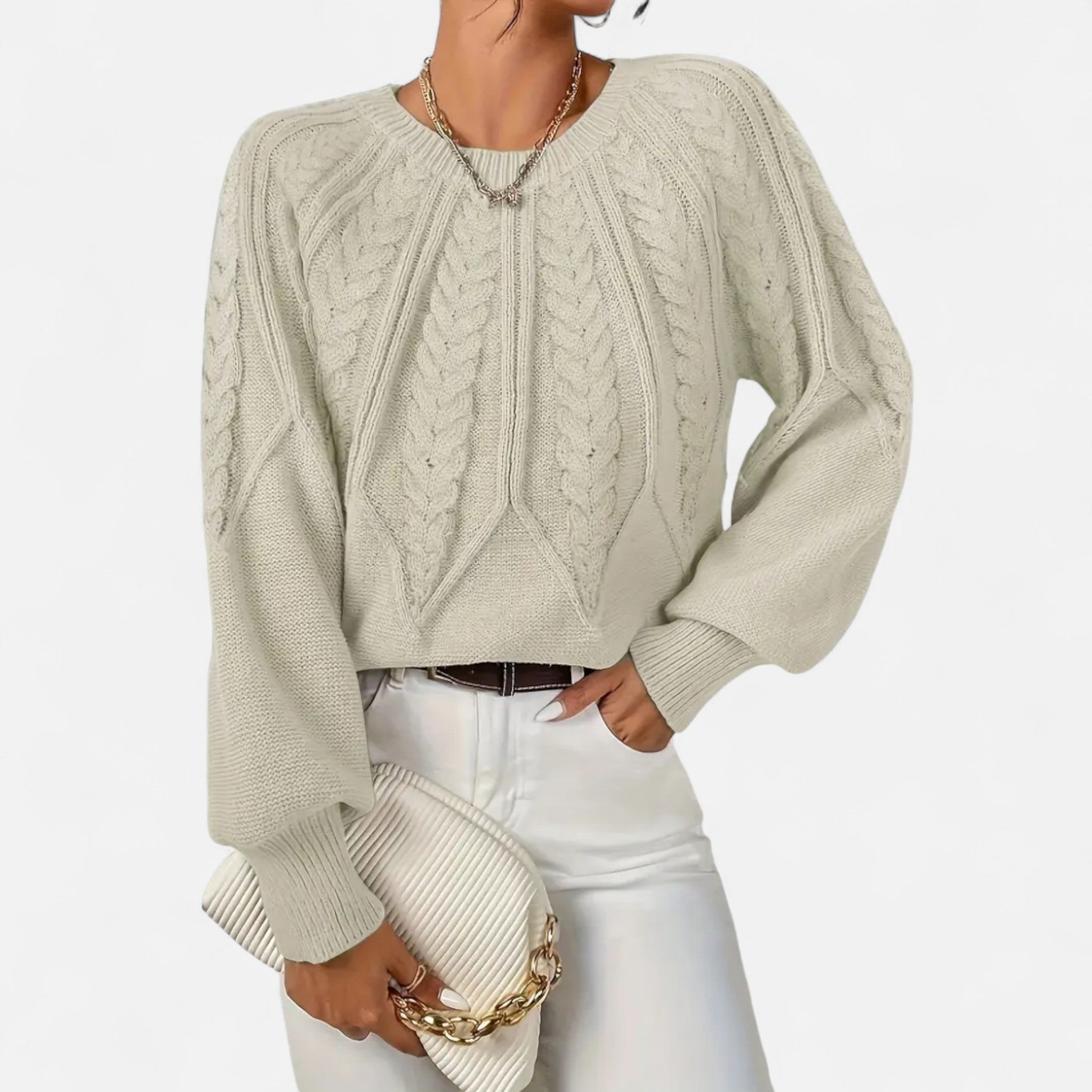 Gilduro | Women’s Cable Knit Round Neck Sweater