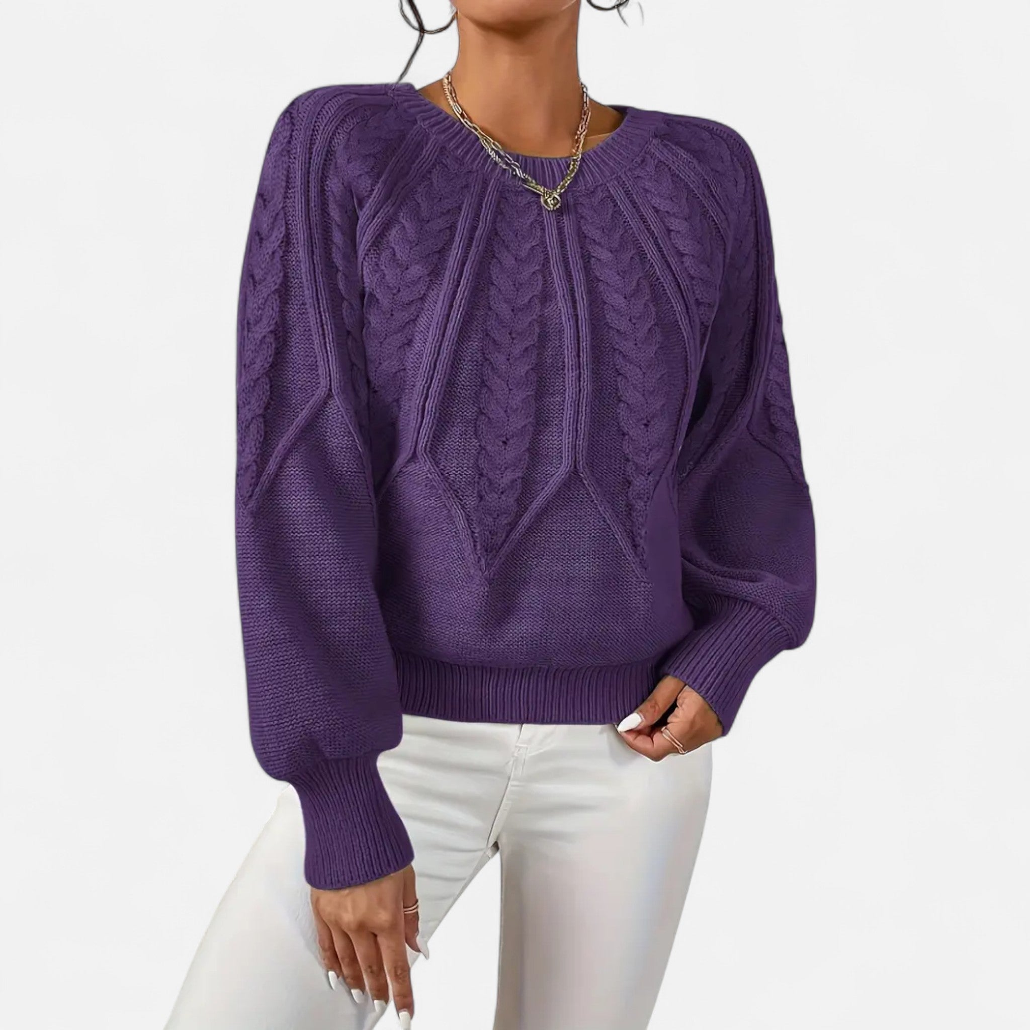 Gilduro | Women’s Cable Knit Round Neck Sweater