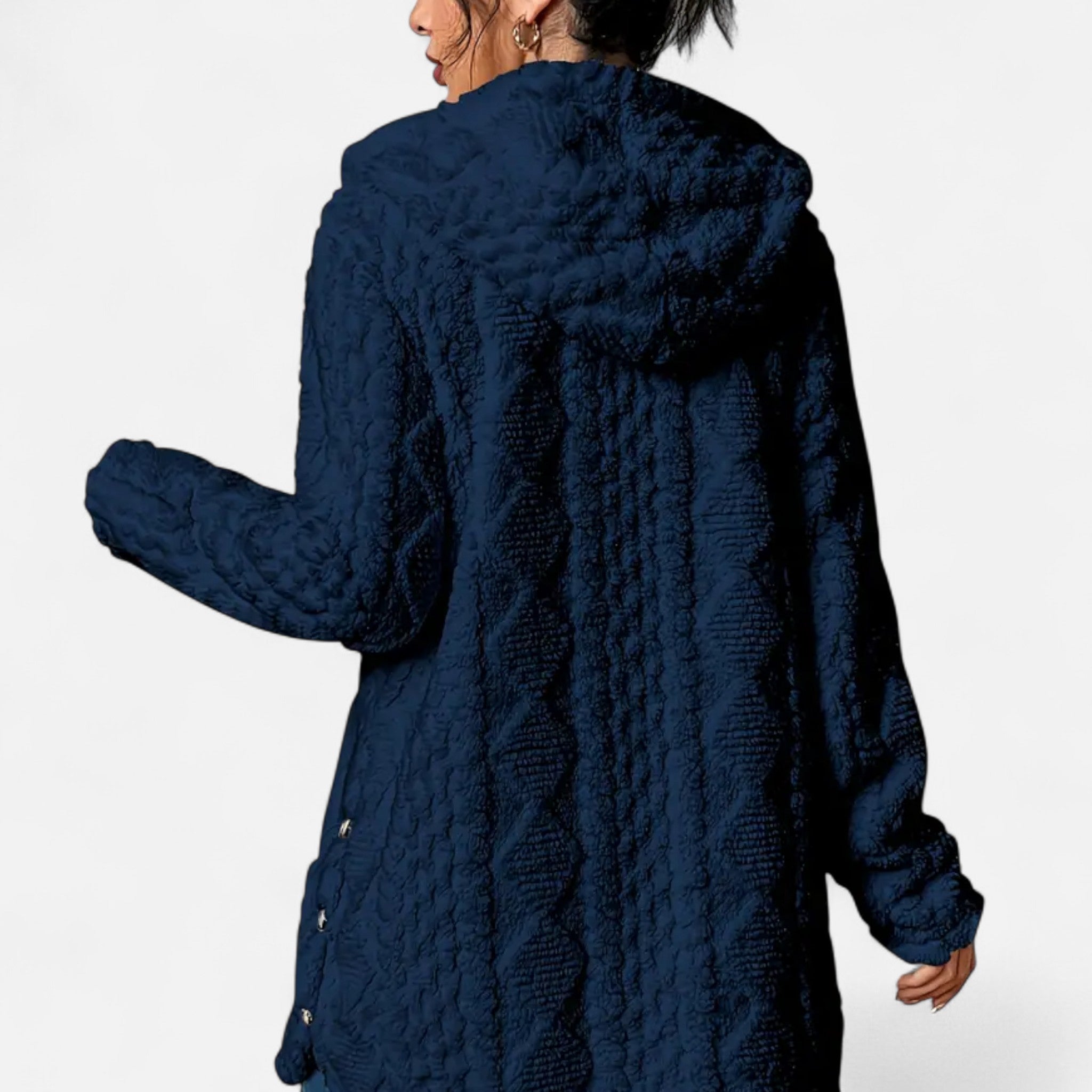 Gilduro | Woman's Jacquard Plush Hooded Cardigan