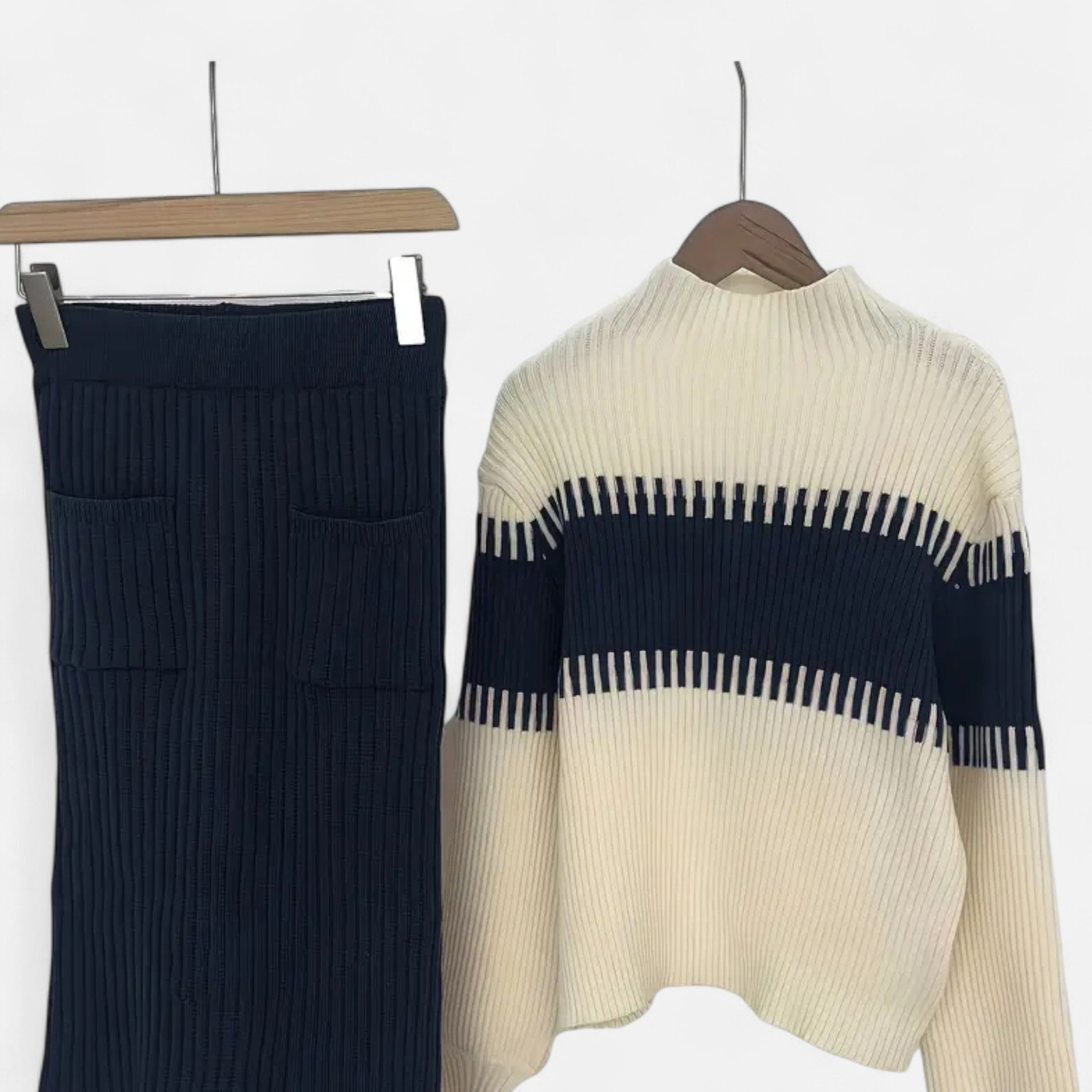 Gilduro | Women’s High Neck Pullover & Skirt Two-Piece Set