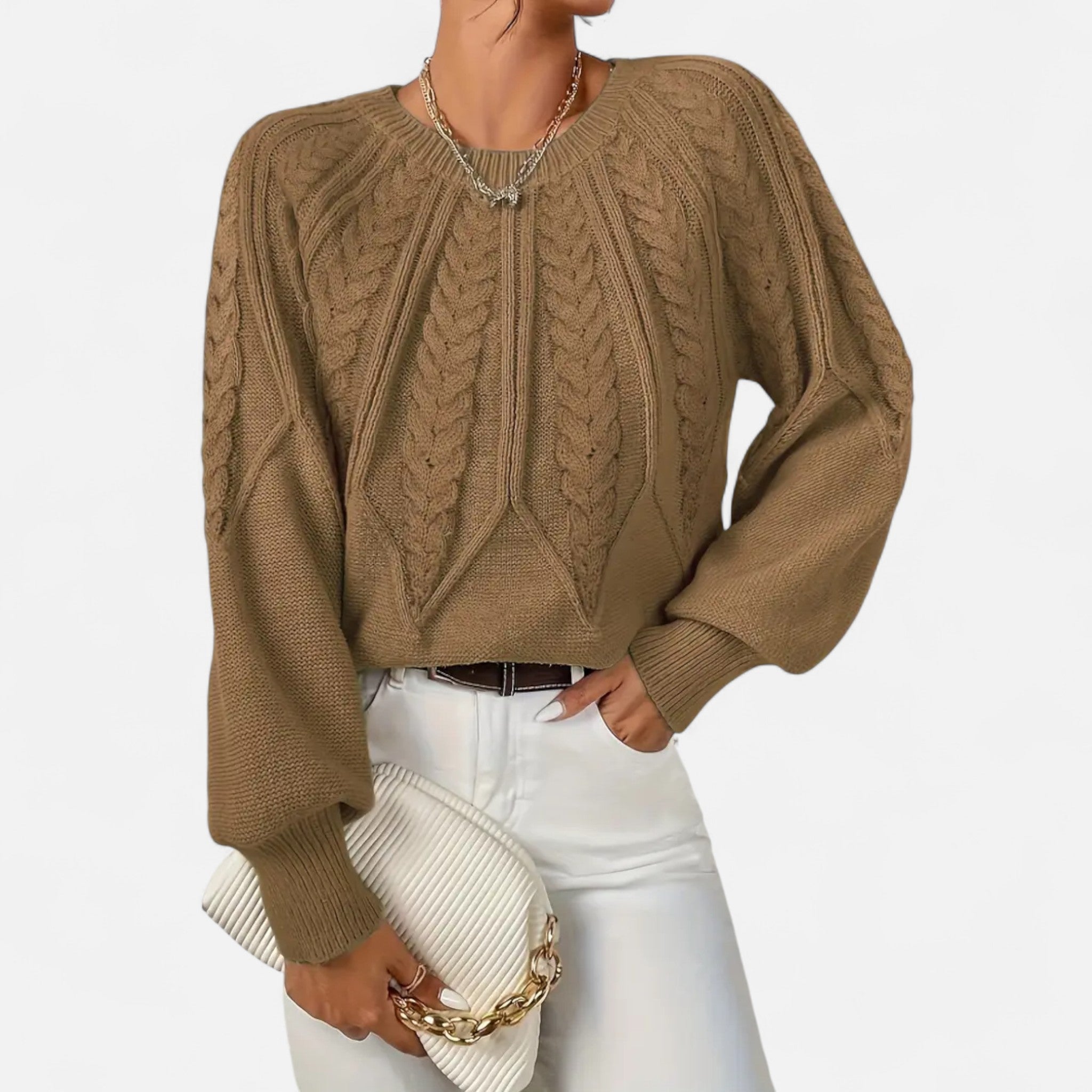 Gilduro | Women’s Cable Knit Round Neck Sweater
