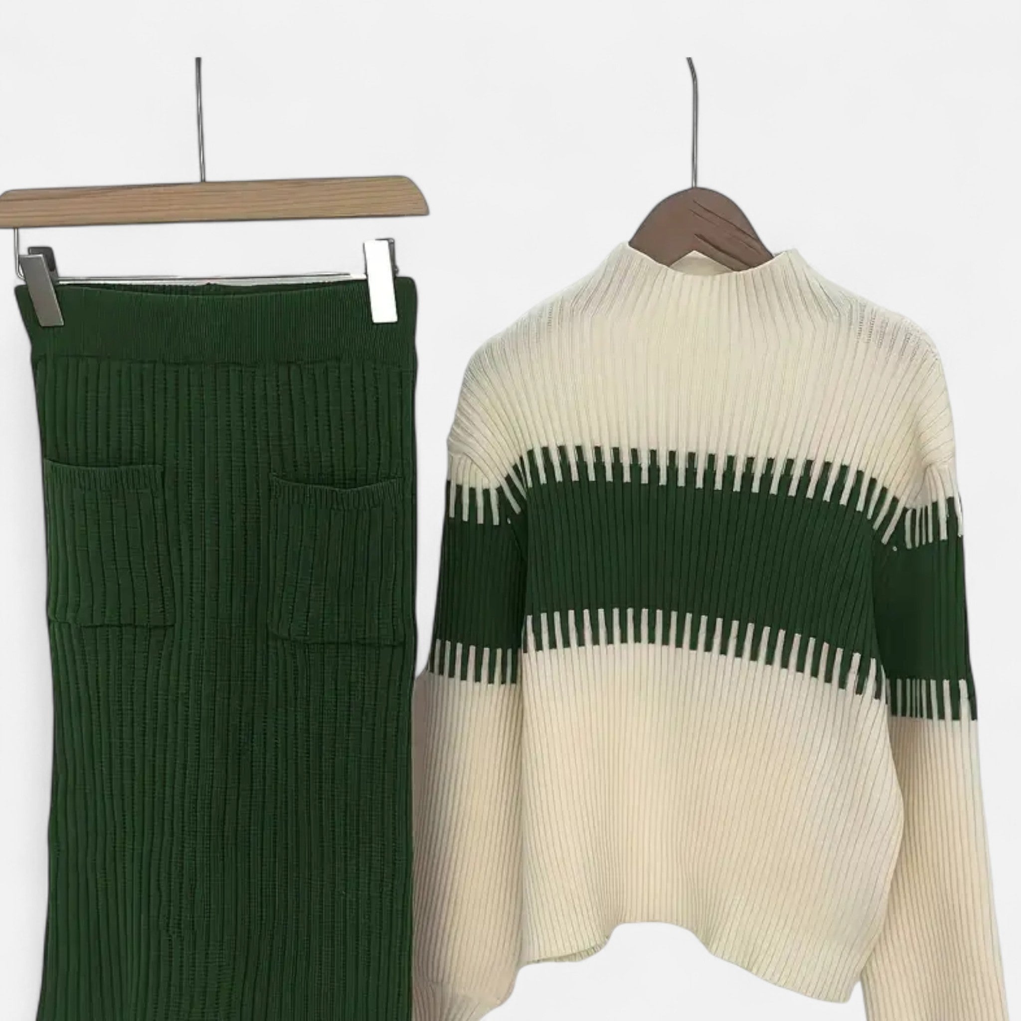 Gilduro | Women’s High Neck Pullover & Skirt Two-Piece Set