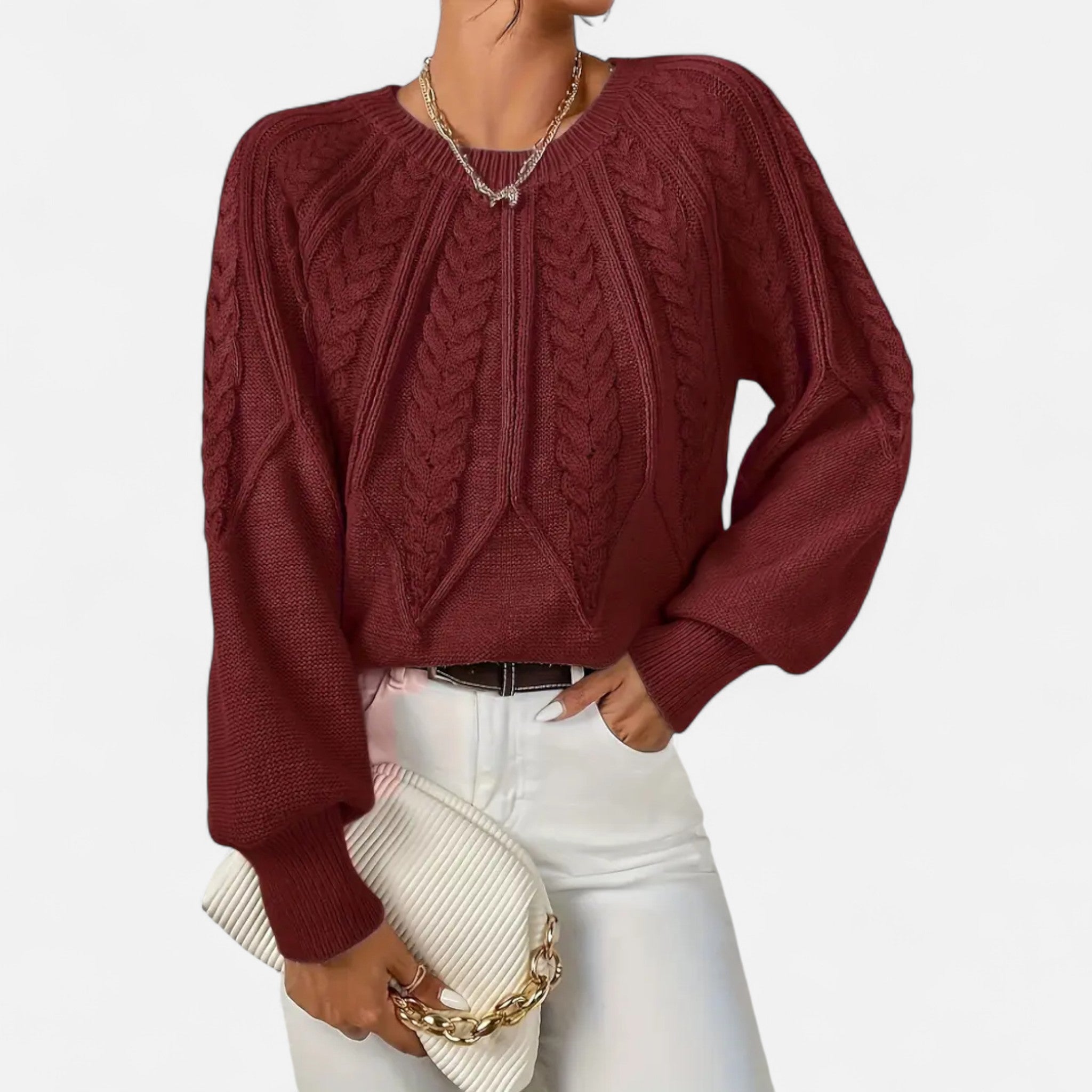 Gilduro | Women’s Cable Knit Round Neck Sweater