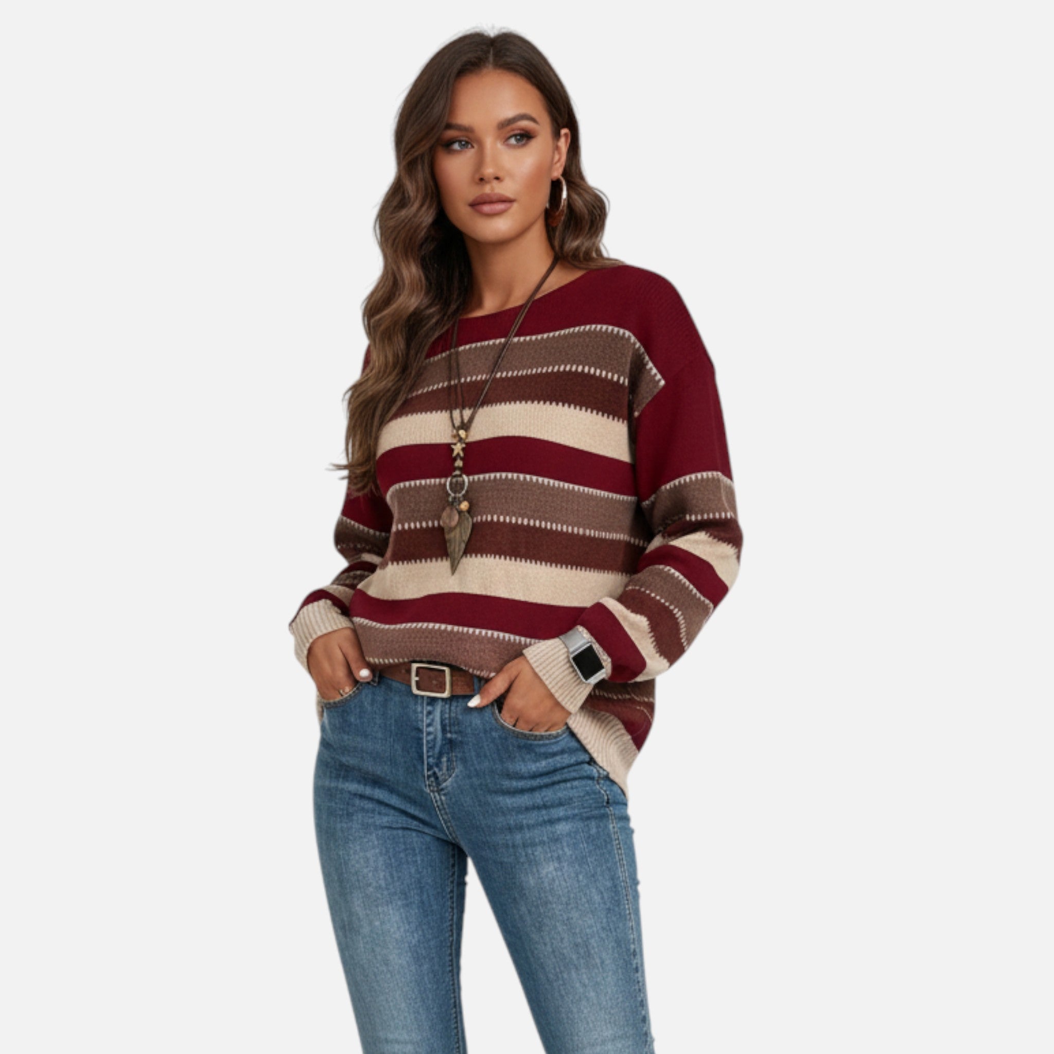 Gilduro | Women’s Vintage Casual Striped Sweater