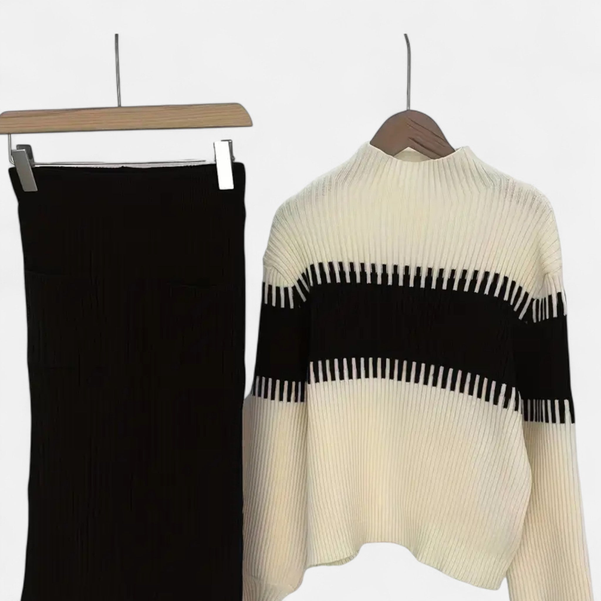 Gilduro | Women’s High Neck Pullover & Skirt Two-Piece Set