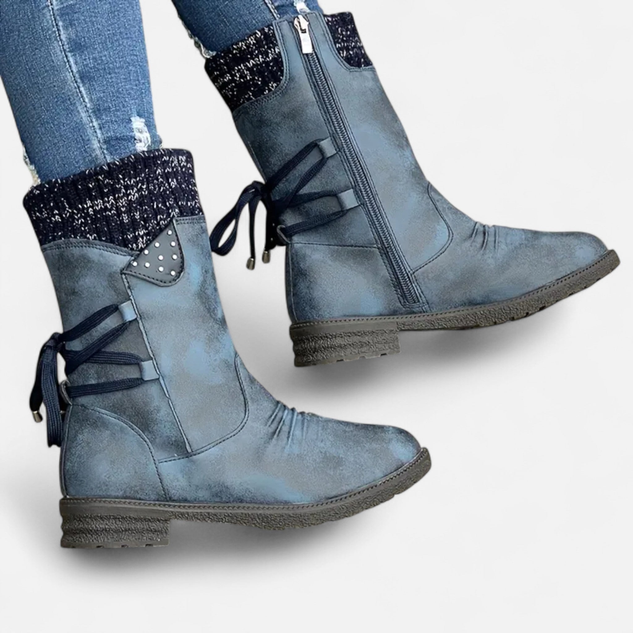 Gilduro | Women’s Vintage Lace-Up Mid-Calf Boots