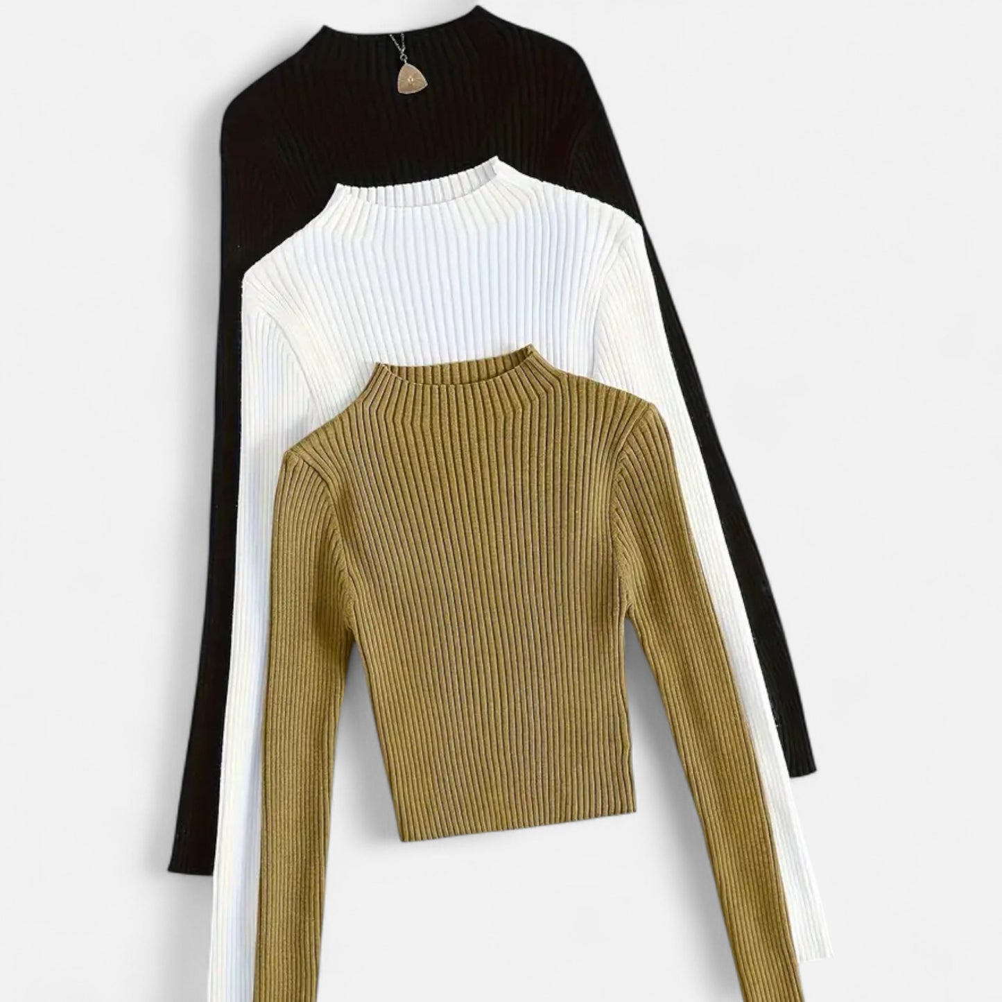 Gilduro | Women’s 3-Piece Stand Collar Ribbed Base Layer Set