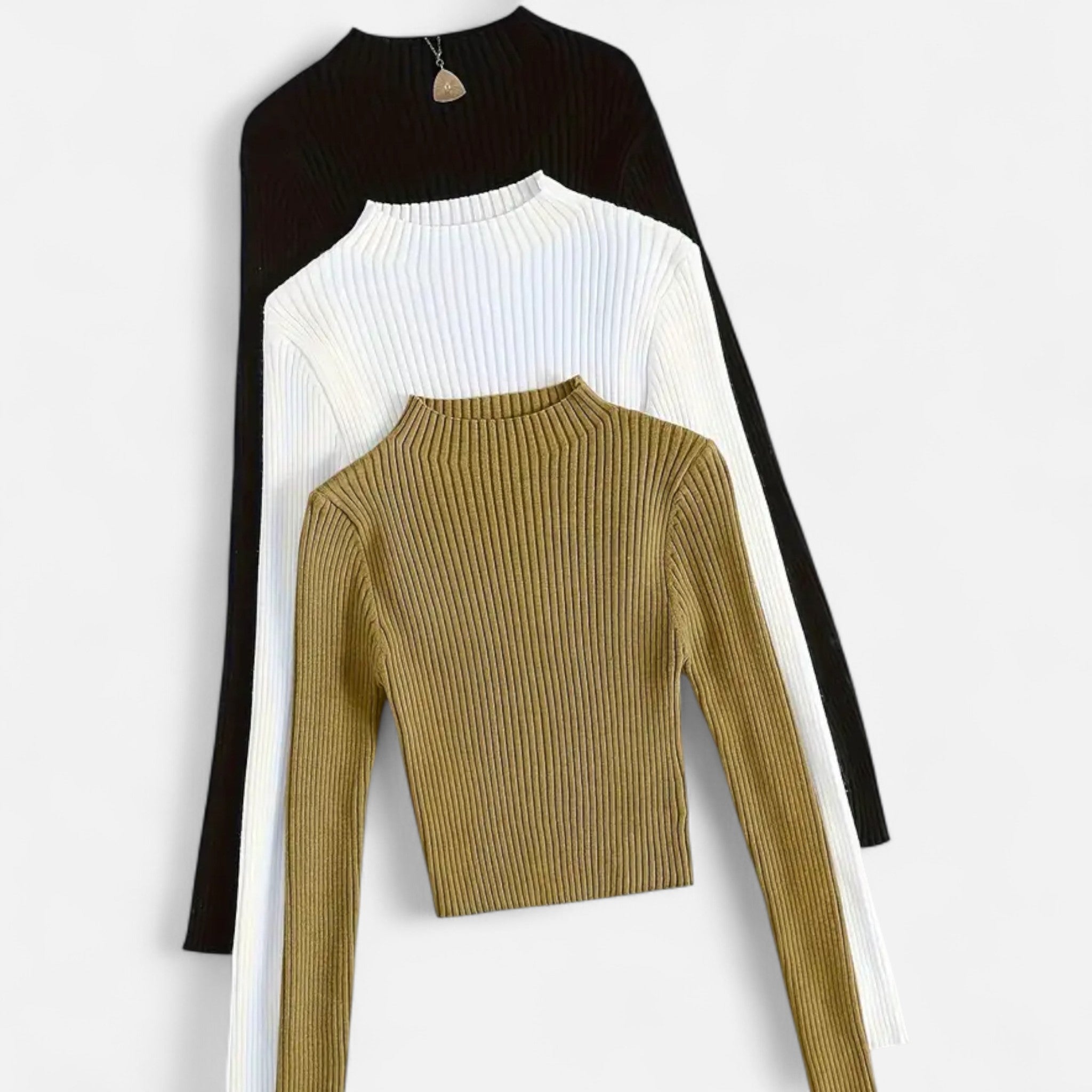 Gilduro | Women’s 3-Piece Stand Collar Ribbed Base Layer Set