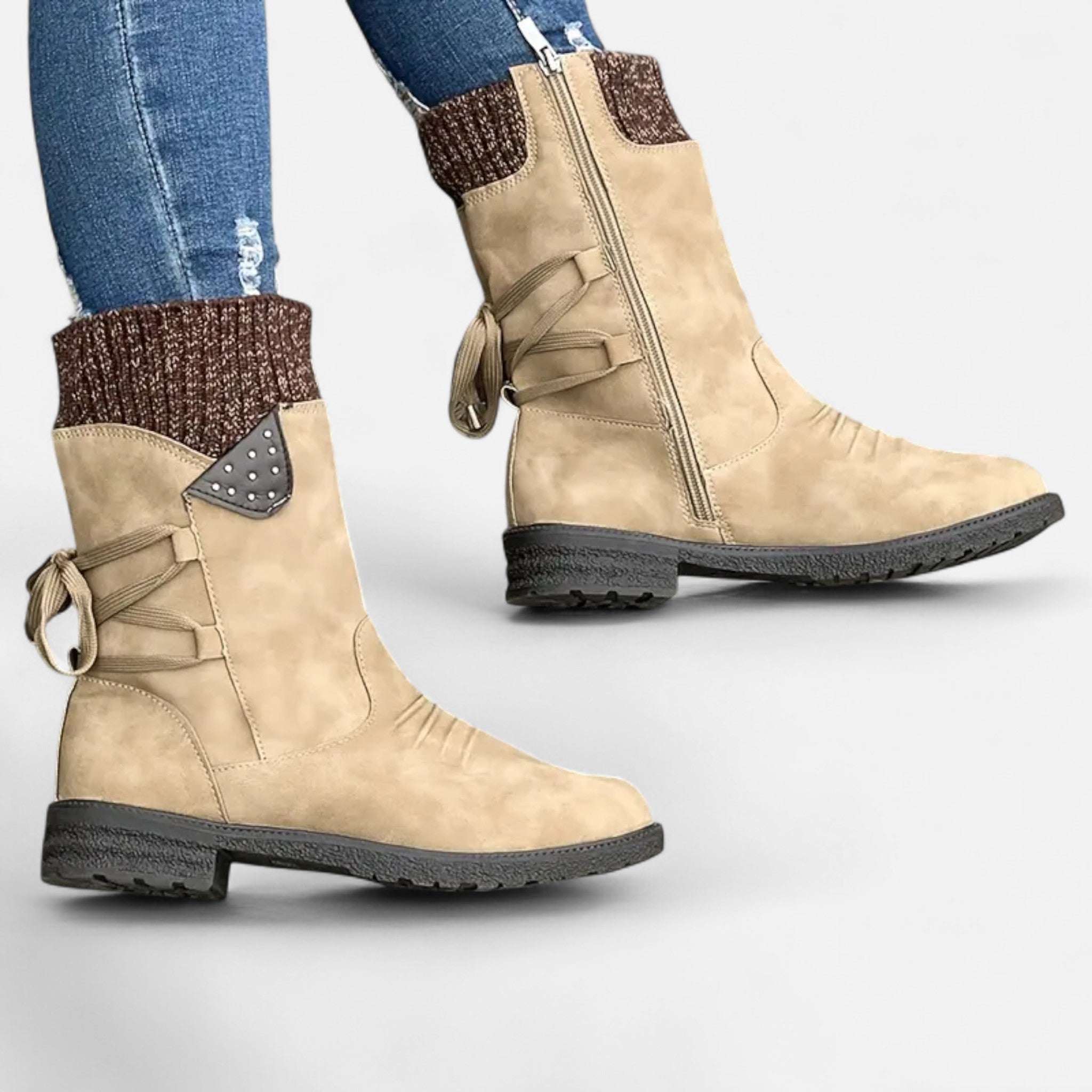 Gilduro | Women’s Vintage Lace-Up Mid-Calf Boots